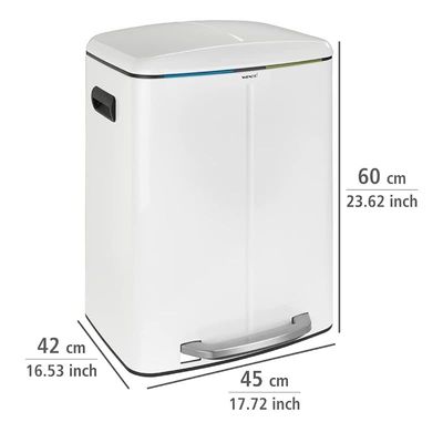 Wenko Pedal Bin Primo, Easy-Close, White 2 x 20 Liter