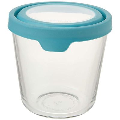 Anchor Hocking 11838AHG17 Trueseal Glass Food Storage Containers Airtight Lids, 3.5 Cup Tall, Mineral Blue 7-Cup Tall Blue 11839AHG17