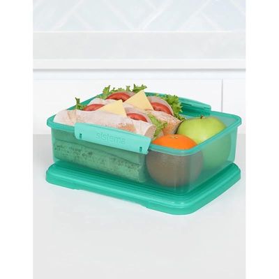 Sistema Lunch Box  Green, 2L : Spacious & Leakproof   Great for Meal Prep   BPA Free & Reusable