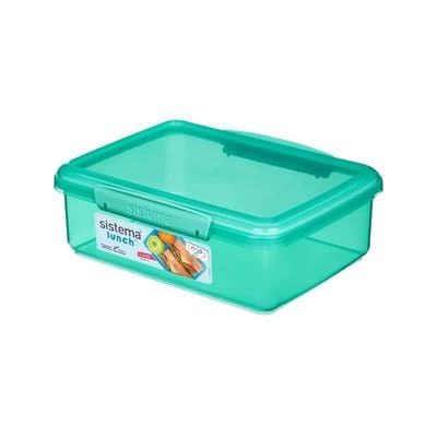 Sistema Lunch Box  Green, 2L : Spacious & Leakproof   Great for Meal Prep   BPA Free & Reusable