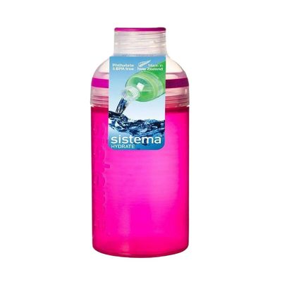Sistema 580ML Trio Bottle, Portable with screw top Lid. Freezer, Dishwasher & Microwave safe without Lid and BPA Free. Pink