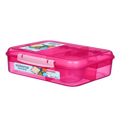 Sistema Bento  Lunch Box with Compartments1.65L  Pink : Keep Food Fresh & Organized with BPA Free & Leakproof