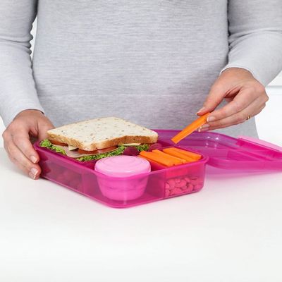 Sistema Bento  Lunch Box with Compartments1.65L  Pink : Keep Food Fresh & Organized with BPA Free & Leakproof