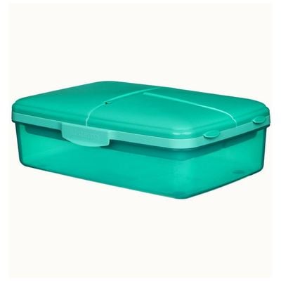 Sistema Slimline Quaddie Coloured Lunch Box with Stackable Containers   Green, 1.5L : Easy to Carry and BPA Free