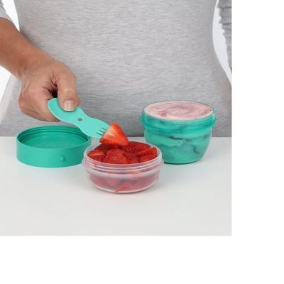 Sistema Snack Capsule TO GO 515ml Green: سهلة الحمل وتخزين الوجبات الخفيفة المحمولة والمانعة للتسرب أثناء التنقل وخالية من مادة BPA