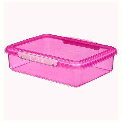 "صندوق غداء سيستيما وردي، 2 لتر: واسع ومضاد للتسرب، رائع لإعداد الوجبات، خالي من مادة BPA وقابل لإعادة الاستخدام