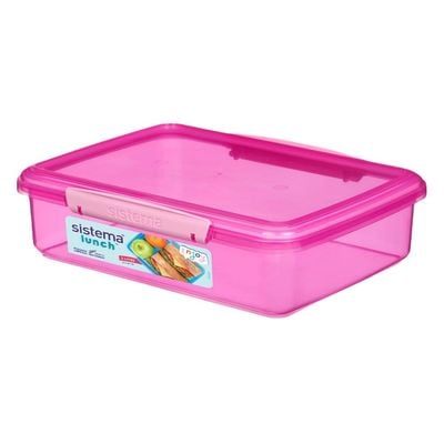 "Sistema Lunch Box  Pink, 2L : Spacious & Leakproof   Great for Meal Prep   BPA Free & Reusable "