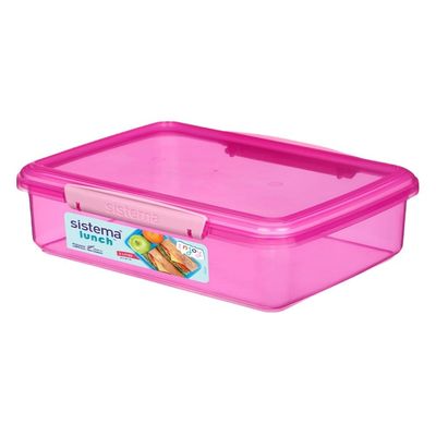 "صندوق غداء سيستيما وردي، 2 لتر: واسع ومضاد للتسرب، رائع لإعداد الوجبات، خالي من مادة BPA وقابل لإعادة الاستخدام