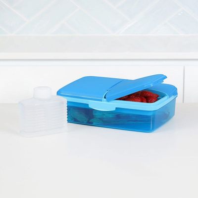 Sistema Slimline Quaddie Coloured Lunch Box with Stackable Containers   Blue, 1.5L : Easy to Carry and BPA Free