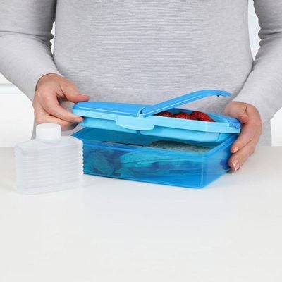 Sistema Slimline Quaddie Coloured Lunch Box with Stackable Containers   Blue, 1.5L : Easy to Carry and BPA Free