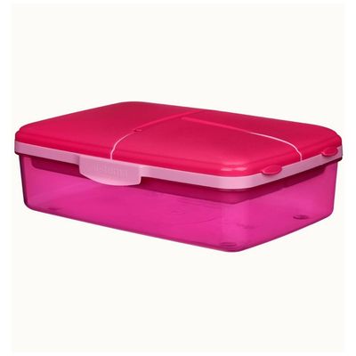 Sistema Slimline Quaddie Coloured Lunch Box with Stackable Containers   Pink, 1.5L : Easy to Carry and BPA Free