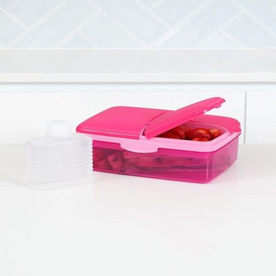 صندوق غداء ملون من سيستيما سليم لاين كواد مع حاويات قابلة للتكديس، وردي، 1.5 لتر: سهل الحمل وخالي من مادة BPA