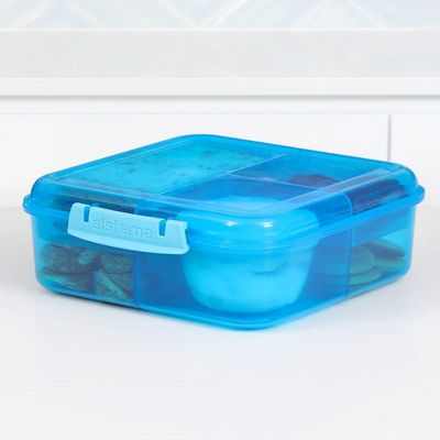 Sistema Bento Cube Lunch Box with Compartments 1.25L  Blue : Keep Food Fresh & Organized with BPA Free & Leakproof