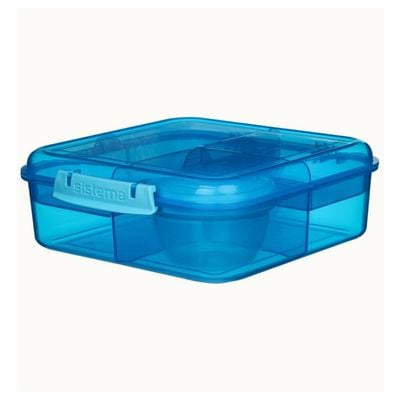 Sistema Bento Cube Lunch Box with Compartments 1.25L  Blue : Keep Food Fresh & Organized with BPA Free & Leakproof