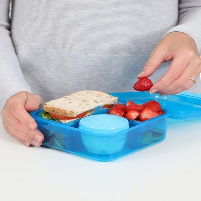 Sistema Bento Cube Lunch Box with Compartments 1.25L  Blue : Keep Food Fresh & Organized with BPA Free & Leakproof