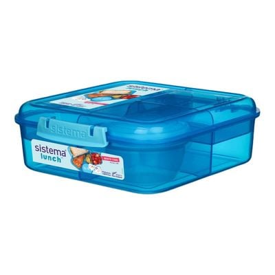 Sistema Bento Cube Lunch Box with Compartments 1.25L  Blue : Keep Food Fresh & Organized with BPA Free & Leakproof