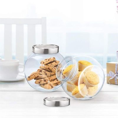 Treo by Milton Eazy Pick Glass Storage Jar Set of 2PC, (2200 ml).