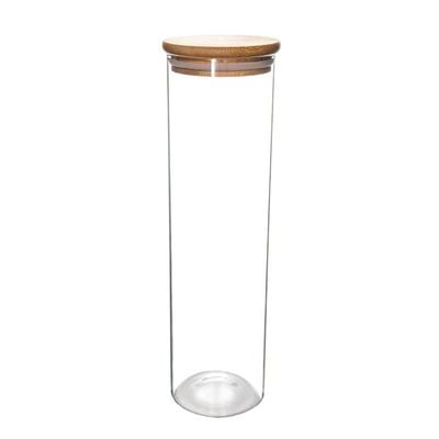 Tall Bamboo And Glass Storage Jar 1.25Litre