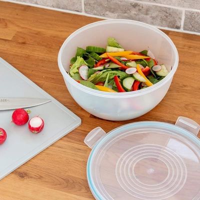 Addis Clip And Close Round Salad Mixing Bowl With Locking Seal Lid 3 Piece Set