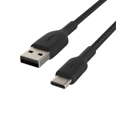 Belkin Braided Usb-C Cable (Usb-C To Usb-A Cable, Usb Type-C Cable For Samsung, Pixel, Ipad Pro, Nintendo Switch And More) - 2m, Black