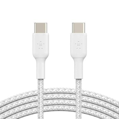 Belkin Braided USB-C to USB-C Cable (USB Type-C Fast Charge Cable for Samsung, Pixel, iPad Pro and More) - 1m,White