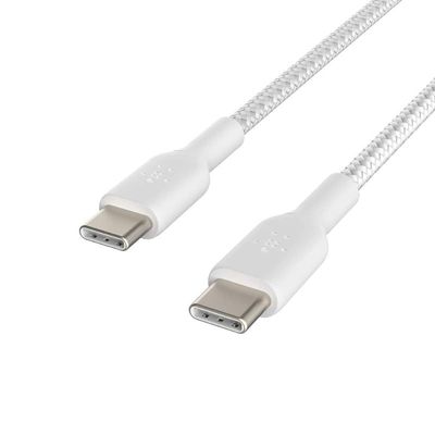 Belkin Braided USB-C to USB-C Cable (USB Type-C Fast Charge Cable for Samsung, Pixel, iPad Pro and More) - 1m,White
