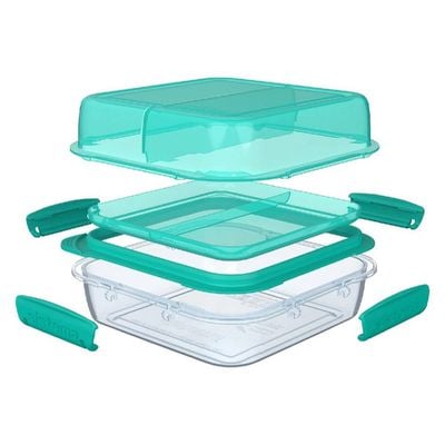 Sistema Lunch Stack To Go Green  1.4L : Leakproof & Stackable Lunch Box  BPA Free  Durable & Easy to Clean.