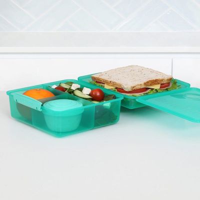 Sistema Lunch Cube Max with Yogurt 2L  Green : Spacious Lunch Kit & Snack Pot   BPA Free & Leakproof   Perfect for Portions & Snacks.