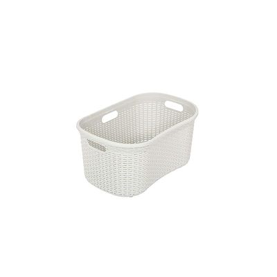 Addis Faux Rattan Hipster Laundry Clothes Basket, 40 Litre Capacity, Mineral Grey