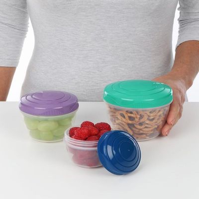 Sistema Snack N & Nest To Go  3 Pack : Fun & Leakproof Snack Containers  organize & Take Snacks Anywhere  BPA Free 