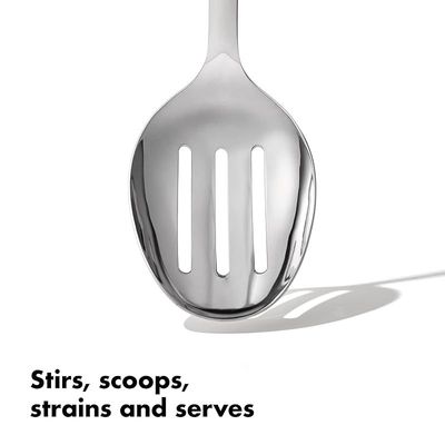 OXO 3120900 Steel Slotted Spoon, Stainless Steel/Black