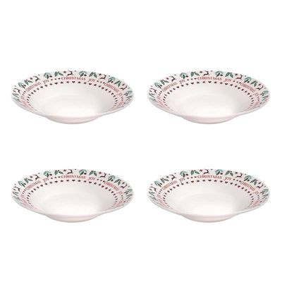 Harvey and Mason Set Of 4 Side Bowls Joy Range Porcelain Festive Christmas Dinner Setting Decor Soup Ice Cream