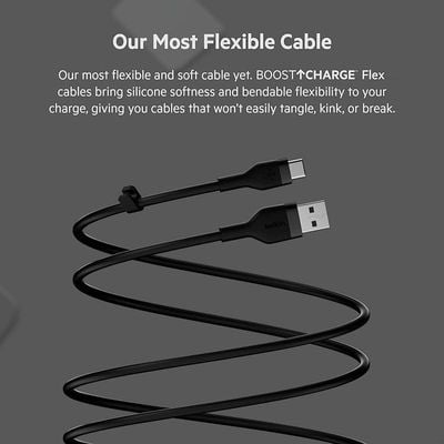 Belkin BoostCharge Flex Silicone USB Type C to C Cable (1M/3.3FT), USB-IF Certified Power Delivery PD Fast Charging Cable for MacBook Pro, iPad Pro, Galaxy S21, Ultra, Plus and More- Black