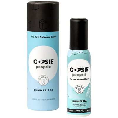 Oopsie Poopsie Pre-Poo toilet spray, discreet &amp; portable original odor deodorizer scents. 2Oz bottle - Summer Sea