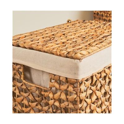 Natural Water Hyacinth Laundry Hamper With Liner Medium 38x28x56cm