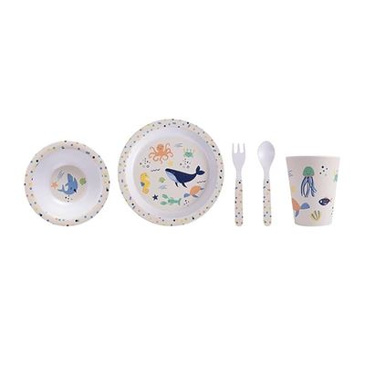 Ladelle Kids/Children Ocean Kids/Child Melamine Dinner Plate/Knife/Fork/Cup Set