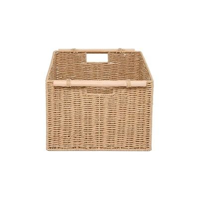 Large Storage Basket with Wooden Handle 47 x 35 x 24 cm