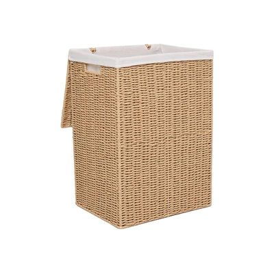 Small Laundry Hamper Brown with Liner 36 x 26 x 50 cm