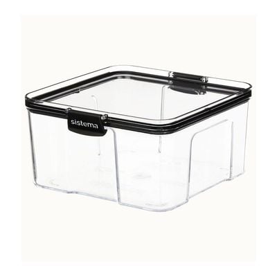 Sistema Tritan Ultra Square 1.4L, stackable container, comes with clear finish, durable and shatter proof. Is dishwasher safe and BPA Free.