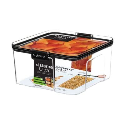 Sistema Tritan Ultra Square 1.4L, stackable container, comes with clear finish, durable and shatter proof. Is dishwasher safe and BPA Free.