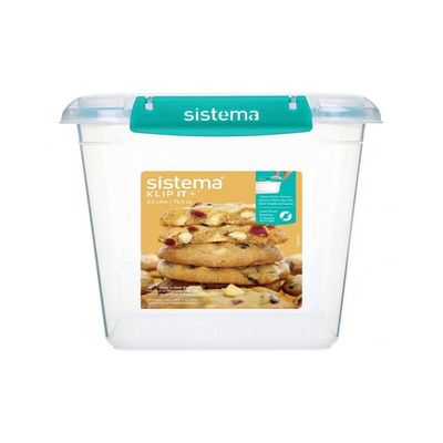 Sistema Klip IT Plus Square Food Storage Box, 2.2 Liter Capacity, Minty Teal