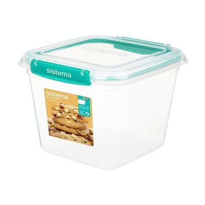 Sistema Klip IT Plus Square Food Storage Box, 2.2 Liter Capacity, Minty Teal