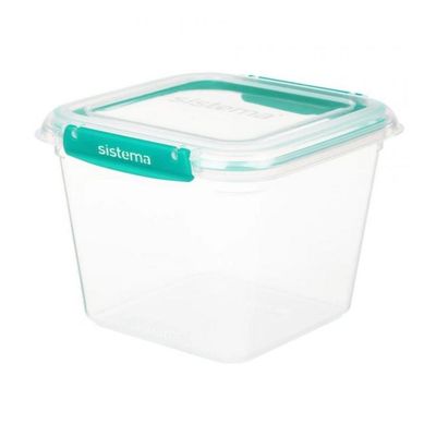 Sistema Klip IT Plus Square Food Storage Box, 2.2 Liter Capacity, Minty Teal