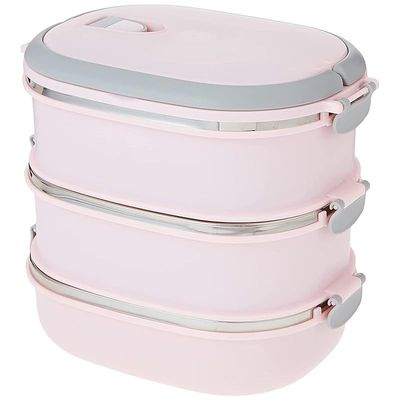 Simplify 70oz Oblong 3 Tier Stainless Steel Insulated Lunch Box Assorted 1 Pieces