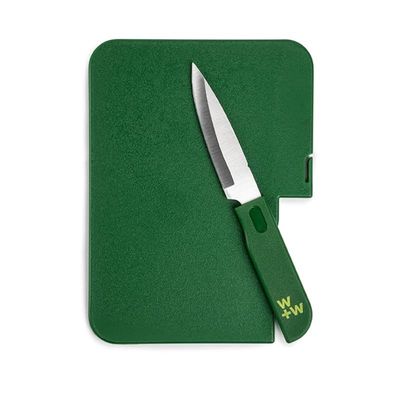 Core Kitchen Bar Board with Built-In Knife, Green, Small