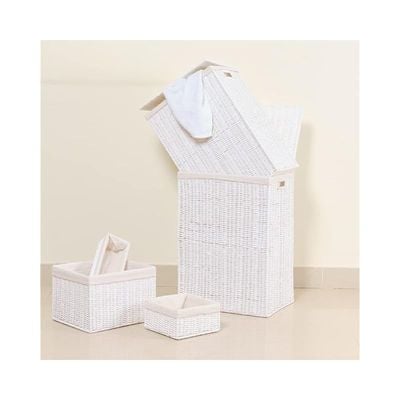Medium Storage Basket White with Liner 32 x 24 x 12 cm