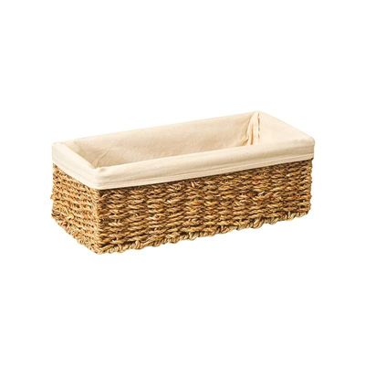 Natural Seagrass Basket with Liner Small - L34 X W15 X H12 Cm