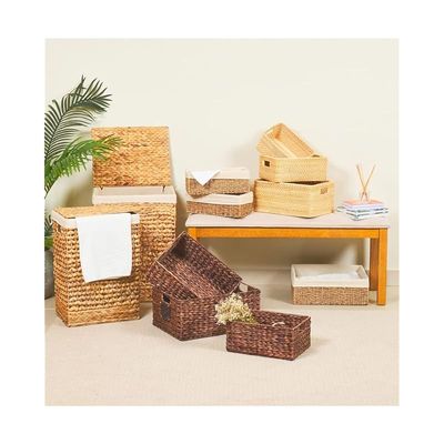 Natural Seagrass Basket with Liner Small - L34 X W15 X H12 Cm