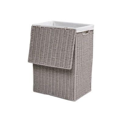 Small Laundry Hamper Grey with Liner 36 x 26 x 50 cm