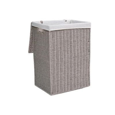 Small Laundry Hamper Grey with Liner 36 x 26 x 50 cm
